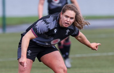 210323 - Wales Women Rugby Training Session - Kat Evans during a training session ahead of Wales’ opening Women’s 6 Nations match against Ireland