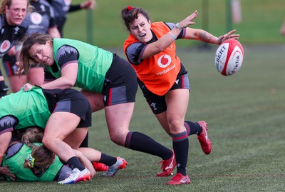 210323 - Wales Women Rugby Training Session - Ffion Lewis during a training session ahead of Wales’ opening Women’s 6 Nations match against Ireland