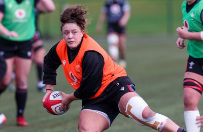 210323 - Wales Women Rugby Training Session - Lleucu George during a training session ahead of Wales’ opening Women’s 6 Nations match against Ireland