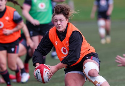 210323 - Wales Women Rugby Training Session - Lleucu George during a training session ahead of Wales’ opening Women’s 6 Nations match against Ireland