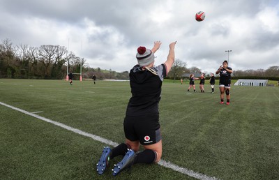 210323 - Wales Women Rugby Training Session - Kelsey Jones works with Sisilia Tuipulotu during a training session ahead of Wales’ opening Women’s 6 Nations match against Ireland