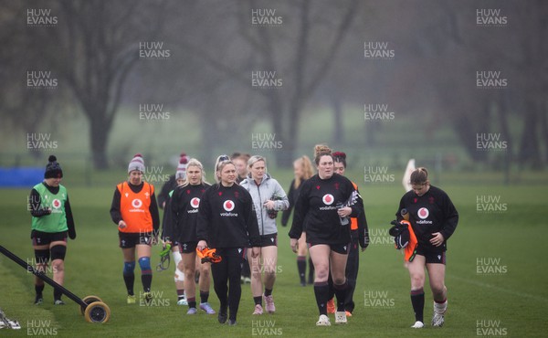 210323 - Wales Women Rugby Training Session - Wales Women squad walk down to a training session ahead of Wales’ opening Women’s 6 Nations match against Ireland
