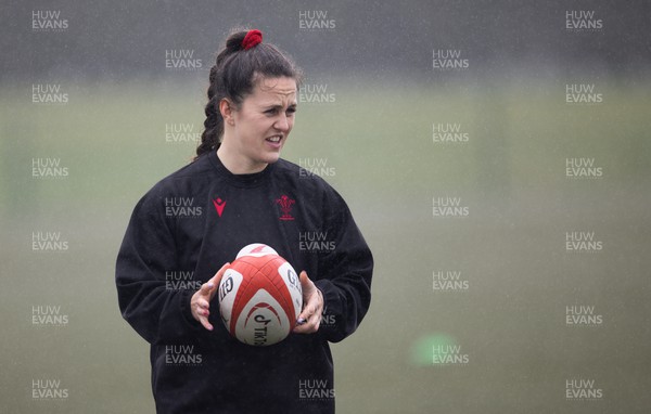 210323 - Wales Women Rugby Training Session - Ffion Lewis during a training session ahead of Wales’ opening Women’s 6 Nations match against Ireland