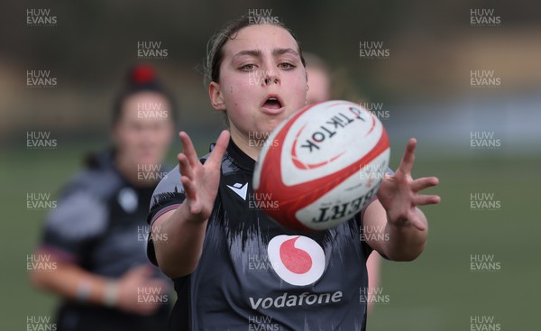 210323 - Wales Women Rugby Training Session - Amelia Tutt during a training session ahead of Wales’ opening Women’s 6 Nations match against Ireland