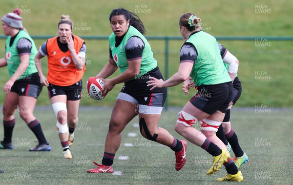 210323 - Wales Women Rugby Training Session - Sisilia Tuipulotu during a training session ahead of Wales’ opening Women’s 6 Nations match against Ireland