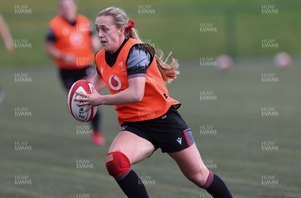 210323 - Wales Women Rugby Training Session - Hannah Jones during a training session ahead of Wales’ opening Women’s 6 Nations match against Ireland