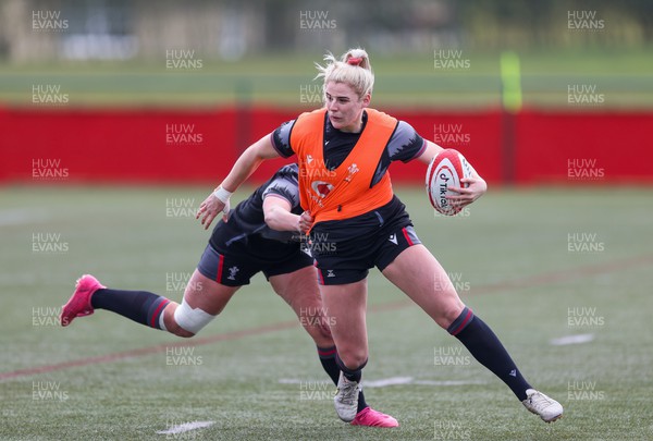 210323 - Wales Women Rugby Training Session - Carys Williams-Morris during a training session ahead of Wales’ opening Women’s 6 Nations match against Ireland
