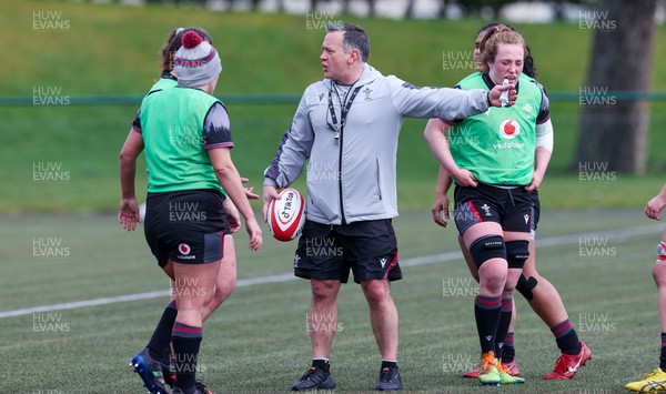 210323 - Wales Women Rugby Training Session - Shaun Connor during a training session ahead of Wales’ opening Women’s 6 Nations match against Ireland