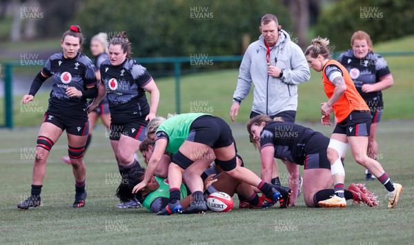 210323 - Wales Women Rugby Training Session - Head coach Ioan Cunningham during a training session ahead of Wales’ opening Women’s 6 Nations match against Ireland