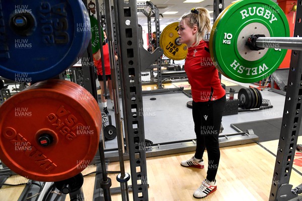 220322 - Wales Women Rugby Gym Session - Alex Callender during a gym session