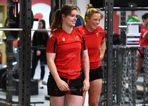 220322 - Wales Women Rugby Gym Session - Bethan Lewis and Alisha Butchers during a gym session