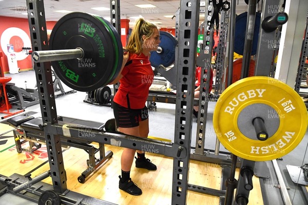 220322 - Wales Women Rugby Gym Session - Emma Swords during a gym session