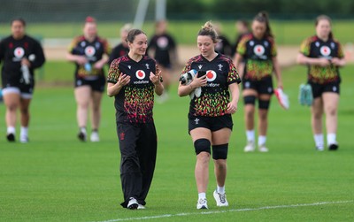210426 - Wales Women’s Rugby Training - Jasmine Joyce and Alisha Joyce during a rugby training session ahead of the Women’s 6 Nation’s match against England