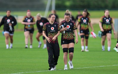 210426 - Wales Women’s Rugby Training - Jasmine Joyce and Alisha Joyce during a rugby training session ahead of the Women’s 6 Nation’s match against England
