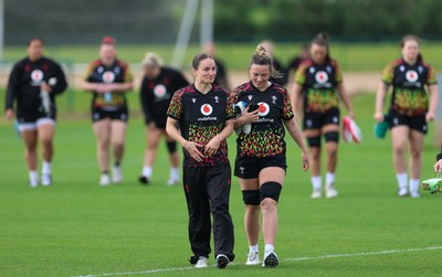 210426 - Wales Women’s Rugby Training - Jasmine Joyce and Alisha Joyce during a rugby training session ahead of the Women’s 6 Nation’s match against England