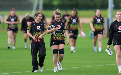 210426 - Wales Women’s Rugby Training - Jasmine Joyce and Alisha Joyce during a rugby training session ahead of the Women’s 6 Nation’s match against England