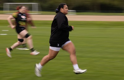210426 - Wales Women’s Rugby Training - Sisilia Tuipulotu during a rugby training session ahead of the Women’s 6 Nation’s match against England