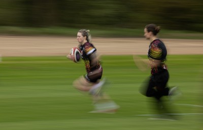 210426 - Wales Women’s Rugby Training - Keira Bevan and Jasmine Joyce during a rugby training session ahead of the Women’s 6 Nation’s match against England