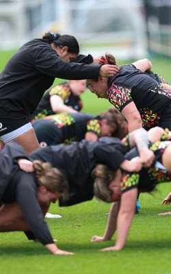 210426 - Wales Women’s Rugby Training - The Wales squad during a rugby training session ahead of the Women’s 6 Nation’s match against England