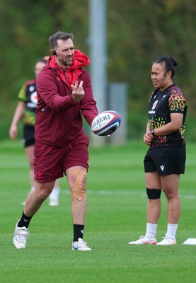 210426 - Wales Women’s Rugby Training - Ashley Beck, Wales Women interim attack coach during a rugby training session ahead of the Women’s 6 Nation’s match against England