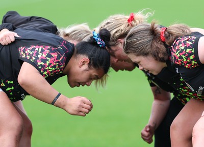 210426 - Wales Women’s Rugby Training - Sisilia Tuipulotu and Maisie Davies during a rugby training session ahead of the Women’s 6 Nation’s match against England