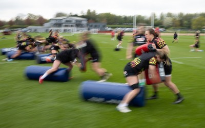 210426 - Wales Women’s Rugby Training - Wales players during a rugby training session ahead of the Women’s 6 Nation’s match against England