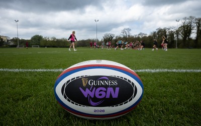 210426 - Wales Women’s Rugby Training - A general view of training with a W6N match ball ahead of the Women’s 6 Nation’s match against England