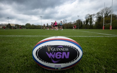 210426 - Wales Women’s Rugby Training - A general view of training with a W6N match ball ahead of the Women’s 6 Nation’s match against England
