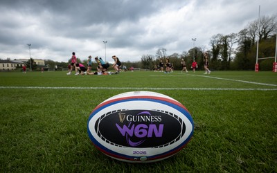 210426 - Wales Women’s Rugby Training - A general view of training with a W6N match ball ahead of the Women’s 6 Nation’s match against England