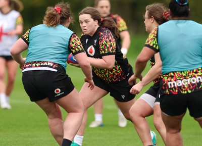 210426 - Wales Women’s Rugby Training - Maisie Davies during a training session ahead of the Women’s 6 Nation’s match against England