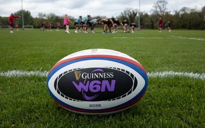 210426 - Wales Women’s Rugby Training - A general view of training with a W6N match ball ahead of the Women’s 6 Nation’s match against England