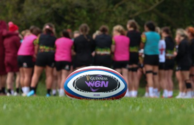 210426 - Wales Women’s Rugby Training - A general view of training with a W6N match ball ahead of the Women’s 6 Nation’s match against England