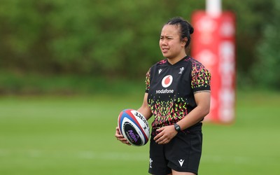 210426 - Wales Women’s Rugby Training - Jenna De Vera during a rugby training session ahead of the Women’s 6 Nation’s match against England