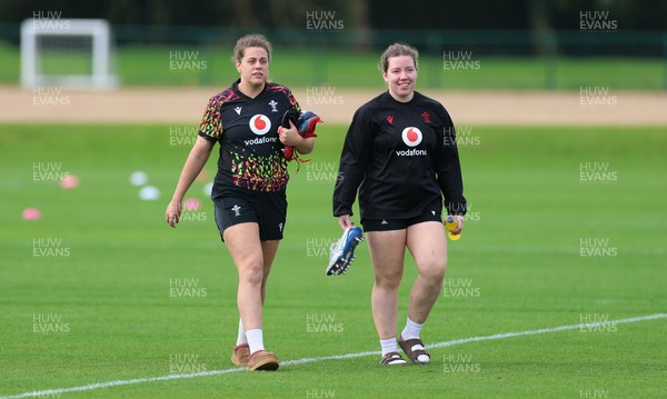 210426 - Wales Women’s Rugby Training - Natalia John and Elan Jones during a rugby training session ahead of the Women’s 6 Nation’s match against England