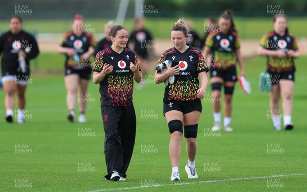 210426 - Wales Women’s Rugby Training - Jasmine Joyce and Alisha Joyce during a rugby training session ahead of the Women’s 6 Nation’s match against England