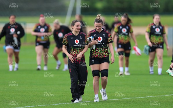 210426 - Wales Women’s Rugby Training - Jasmine Joyce and Alisha Joyce during a rugby training session ahead of the Women’s 6 Nation’s match against England