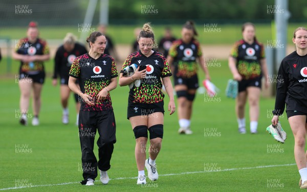 210426 - Wales Women’s Rugby Training - Jasmine Joyce and Alisha Joyce during a rugby training session ahead of the Women’s 6 Nation’s match against England