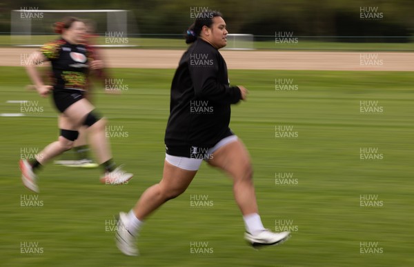 210426 - Wales Women’s Rugby Training - Sisilia Tuipulotu during a rugby training session ahead of the Women’s 6 Nation’s match against England