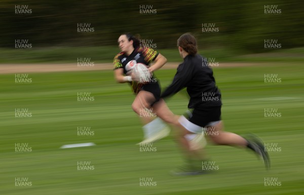 210426 - Wales Women’s Rugby Training - Courtney Keight during a rugby training session ahead of the Women’s 6 Nation’s match against England