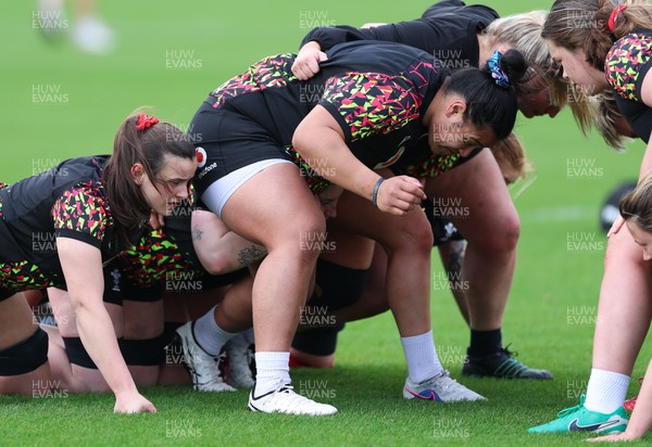 210426 - Wales Women’s Rugby Training - Sisilia Tuipulotu and Branwen Metcalfe during a rugby training session ahead of the Women’s 6 Nation’s match against England