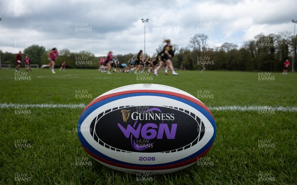 210426 - Wales Women’s Rugby Training - A general view of training with a W6N match ball ahead of the Women’s 6 Nation’s match against England