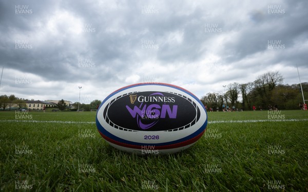 210426 - Wales Women’s Rugby Training - A general view of training with a W6N match ball ahead of the Women’s 6 Nation’s match against England