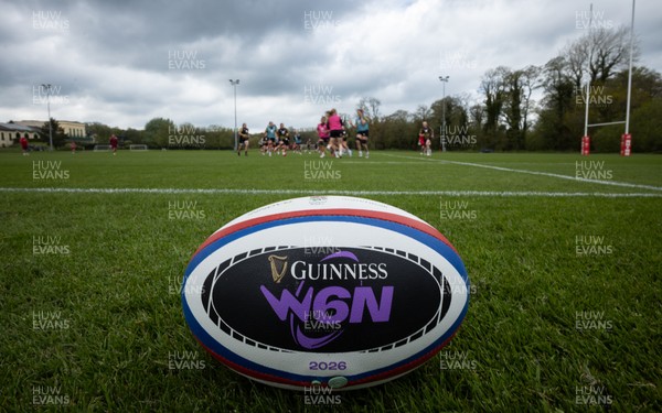 210426 - Wales Women’s Rugby Training - A general view of training with a W6N match ball ahead of the Women’s 6 Nation’s match against England