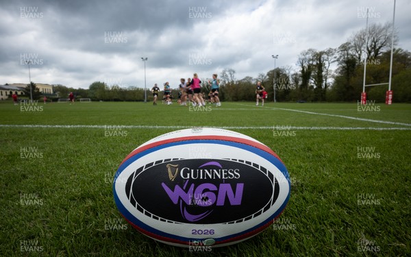 210426 - Wales Women’s Rugby Training - A general view of training with a W6N match ball ahead of the Women’s 6 Nation’s match against England