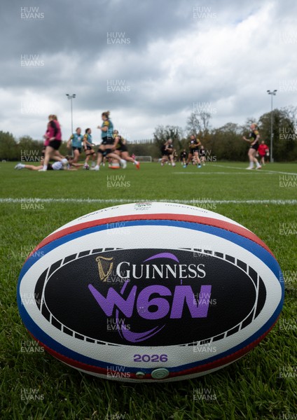 210426 - Wales Women’s Rugby Training - A general view of training with a W6N match ball ahead of the Women’s 6 Nation’s match against England