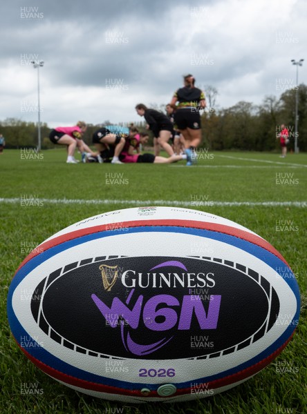 210426 - Wales Women’s Rugby Training - A general view of training with a W6N match ball ahead of the Women’s 6 Nation’s match against England
