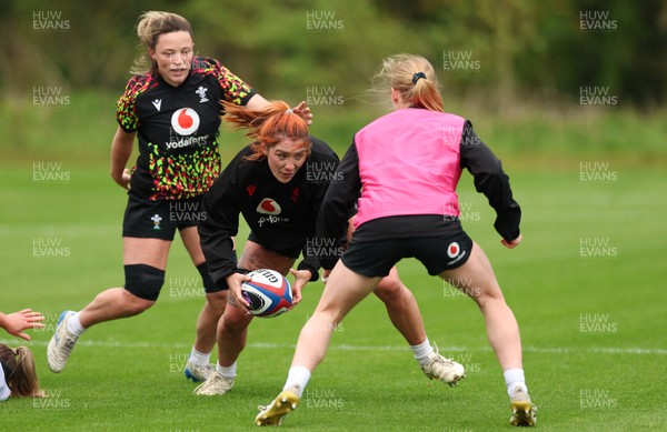 210426 - Wales Women’s Rugby Training - Alisha Joyce and Georgia Evans during a training session ahead of the Women’s 6 Nation’s match against England