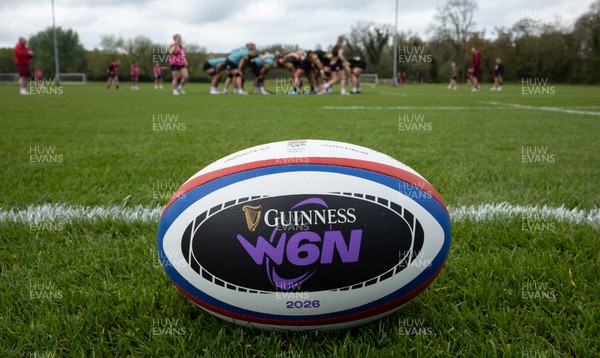 210426 - Wales Women’s Rugby Training - A general view of training with a W6N match ball ahead of the Women’s 6 Nation’s match against England