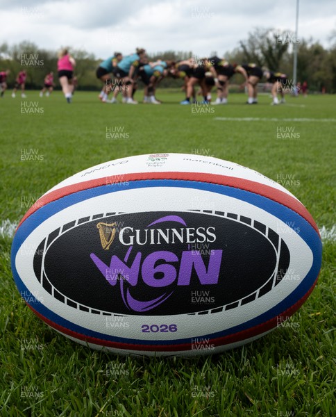 210426 - Wales Women’s Rugby Training - A general view of training with a W6N match ball ahead of the Women’s 6 Nation’s match against England