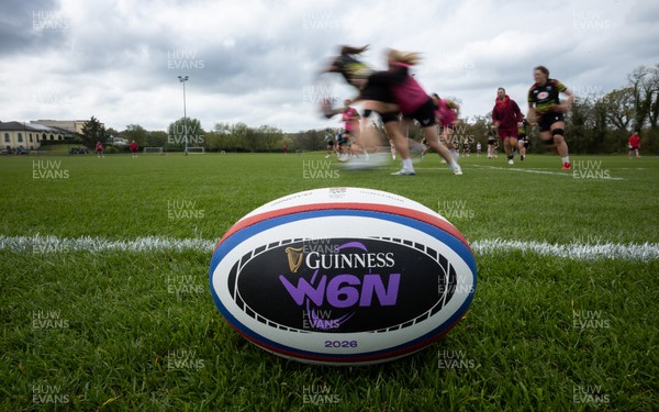 210426 - Wales Women’s Rugby Training - A general view of training with a W6N match ball ahead of the Women’s 6 Nation’s match against England